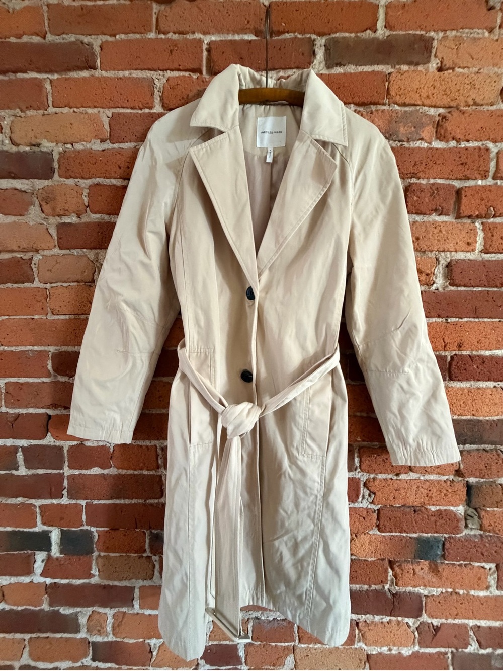 Avec Les Filles Light Beige Trench Coat with Belt